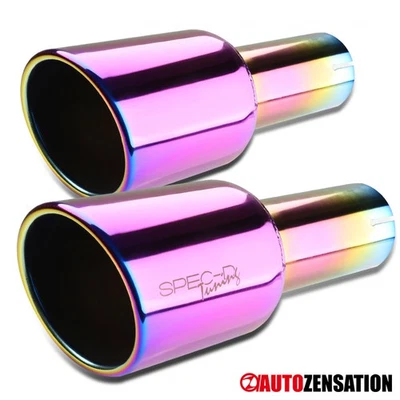 2.5" Inlet 4" Purple Slant Titanium Burnt Tip Stainless Steel Exhaust Muffler Foto 1 de 4