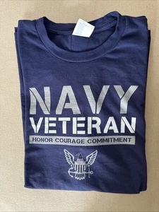 U.S. Navy Veteran Blue T-shirt Mens XL Honor Courage Commitment - Picture 1 of 4