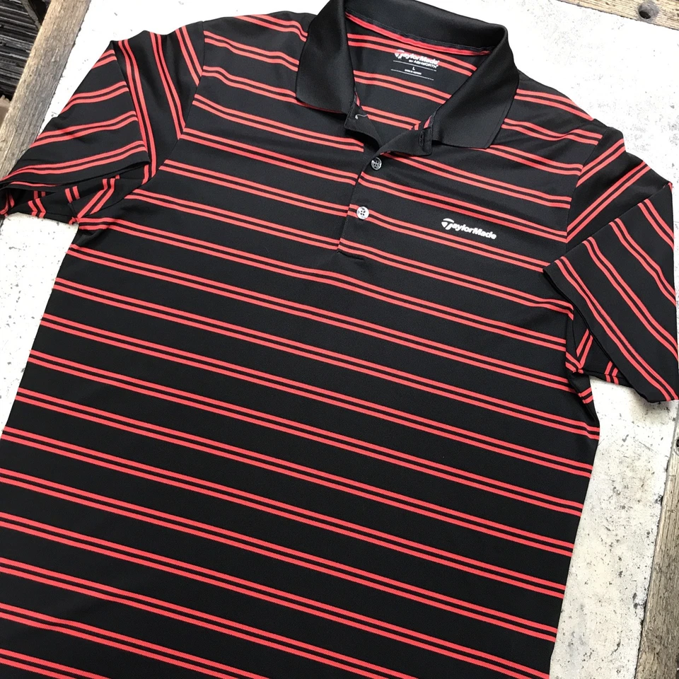 Camisa Polo TaylorMade by Ashworth Roja/Negro Rayas Elastizada Hombres Golf Talla Grande Foto 1 de 4