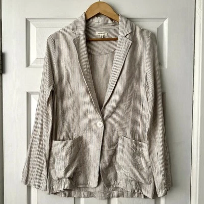 Max Studio Stripe Linen Blazer Sz S - Image 1 of 4