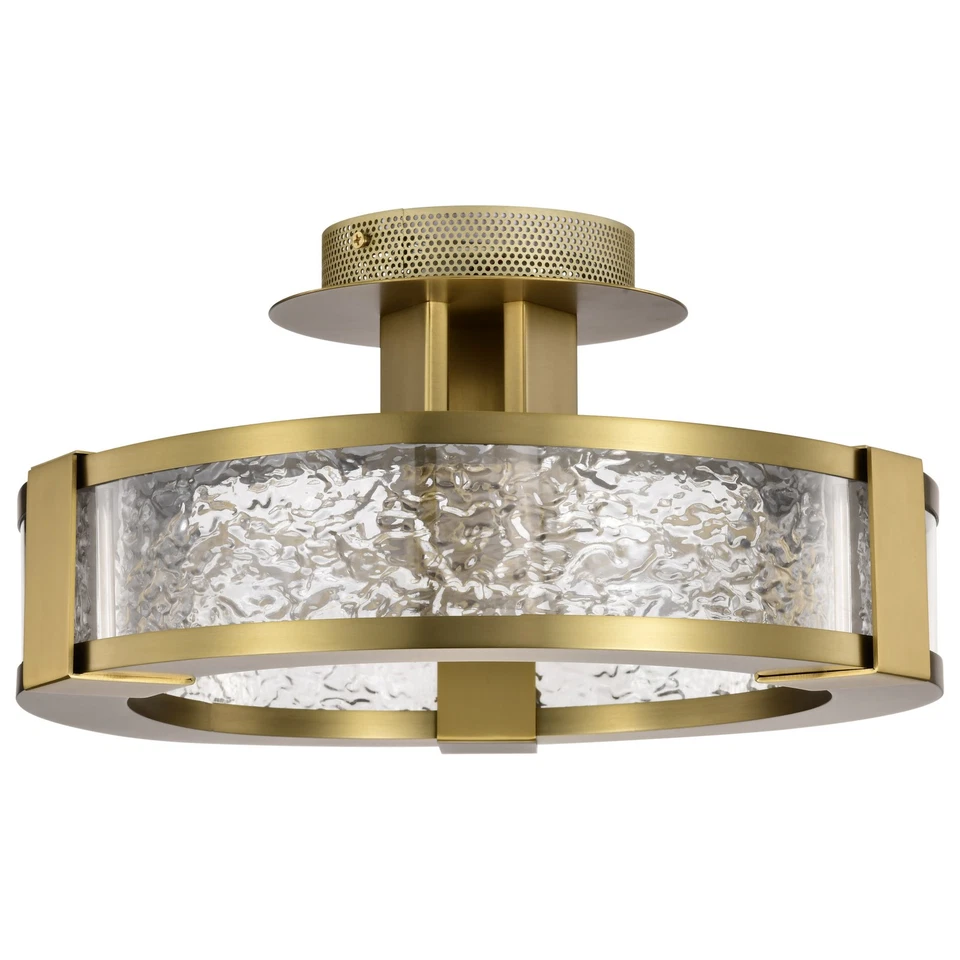 Nuvo Lighting 62/2001 Darrow 14"W Semi-flush Ceiling Fixture - Brass - Image 1 of 4