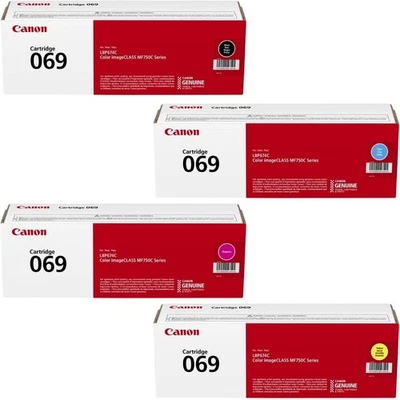 Canon 069 Toner Set BK/C/M/Y, Genuine, OEM, High Yield, 4-Pack, Sealed