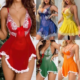 Women's Sexy Lingerie Nightwear Sleepwear Babydoll Underwear Lace Dress G-String
