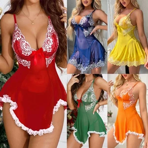 Women's Sexy Lingerie Nightwear Sleepwear Babydoll Underwear Lace Dress G-String - Picture 1 of 70