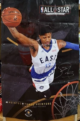2016 NBA All Star Paul George Signed Autographed Poster Indiana Pacers 76ers - Image 1 of 4