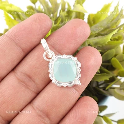 Argento Sterling Cuscino Naturale Acqua Calcedonio Boho Mamma Nero Friday - Immagine 1 di 4