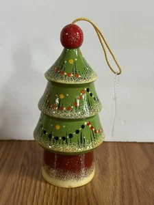 Adorno de árbol de matrioska hecho a mano ruso Hohloma caja de baratijas de Navidad de 6" - Imagen 1 de 7
