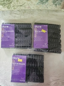  Rodillos de pelo Diane magnéticos 3 tamaños (30 rodillos en total) 1", 3/4", 1 1/8" negros - Imagen 1 de 4