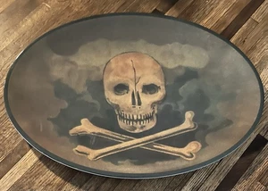 John Derian Melamine Halloween Serving Platter Tray Skull CrossBones With Tag - Picture 1 of 6