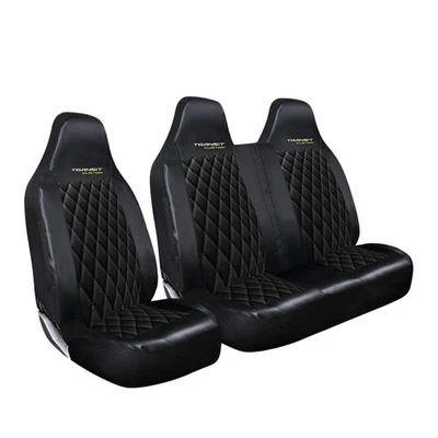 FOR FORD TRANSIT CUSTOM HEAVY DUTY QUILTED DIAMOND LEATHER FRONT SEAT COVERS 2+1 - Image 1 of 2
