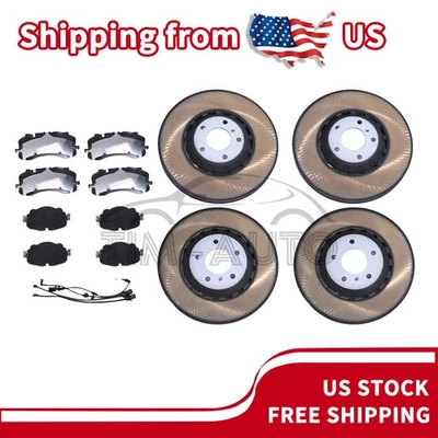 New Front & Rear Brake Pads & rotors w/sensor For 2016 -2023 Bentley Bentayga Foto 1 de 4