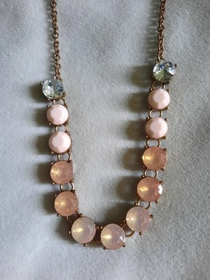 Ombre Pink Crystal Brass Necklace, Adjustable, 16"-19" Pre-owned Excellent - Image 1 of 4
