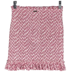 Billabong Eyes On You Mini Skirt S Smocked Pink Floral Ruffle Hem Cute Yet Comfy - Picture 1 of 13