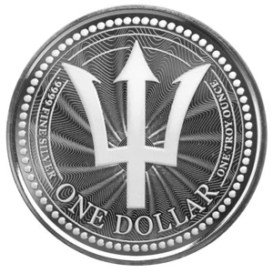 1oz Barbados Trident Silver Coin .9999 Scottsdale Mint - Picture 1 of 2