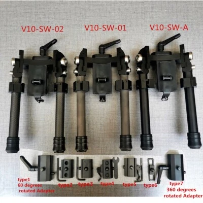 V10 Carbon Fiber Tactical Rifle Bipod Mount 6.5-9" Adjustable QD Sling Swivel - Image 1 of 4