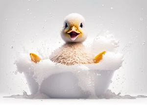 Pato bebé en baño, obras de arte digitales generadas por IA arte decoración de pared impresiones de cartel - Imagen 1 de 1