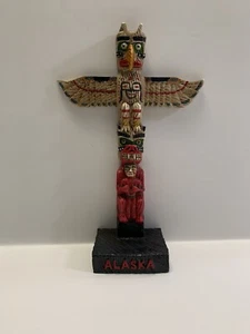Alaska Resin Totem Pole Figurine People Figures Dragon Wings Bird Beak - Picture 1 of 8
