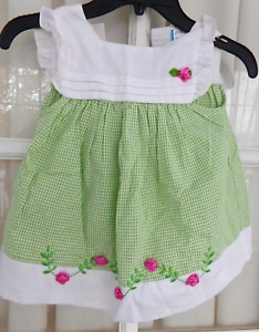 LITTLE BITTY 4 PIECE SET DRESS HAT BLOOMERS PURSE, GREEN & WHITE SIZE 24 MTH NEW