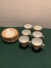 Vintage Porcelain Chinese  Tea Cup & Saucer Set Kids Tea Set Lot Of 6 (Gold)