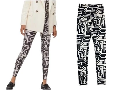 Richard Allen & H&M Collaboration Geometric Print Legging  Size S  Black & Cream - Image 1 of 4