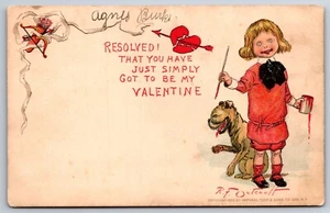 RF Outcault Valentine~Buster Brown & Tige~Resolved in Red Paint~Cupid Quiver~'03 - Picture 1 of 2