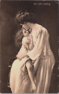 Victorian Style Mother and Daughter Goodnight Vintage Postcard B197 - Picture 1 of 2