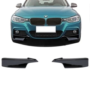 2 LAME SPLITTER AVANT NOIR BRILLANT POUR PARECHOC BMW SERIE 3 F30 F31 PACK M - Picture 1 of 5