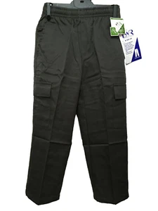 BNWT Boys Sz 4 LWR Brand Dark Grey Elastic Waist Cargo Side Pocket School Pants - Picture 1 of 3