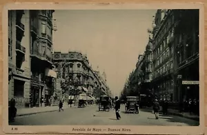 1915 RPPC Postkarte Avenida de Mayo Buenos Aires Argentinien RAR Peuser Werkstätten - Bild 1 von 2