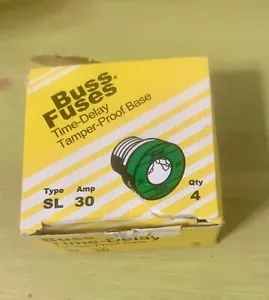 BUSS SL30 Fuses TIME DELAY 30Amp 125V Bussmann Tamper Proof Base 3 Boxes Of 4 - Picture 1 of 2