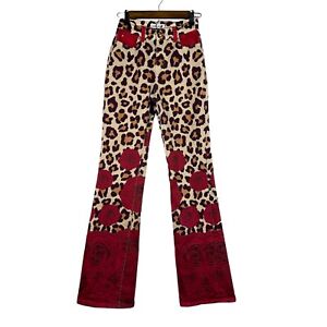 Ranch Dress'n High Rise Red Rose & Leopard Nadruk Ultra Flare Jeansy Dziewczęce Rozmiar 2