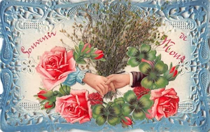 POSTKARTE BELGIEN MONS SOUVENIR ROSEN NEUHEIT KARTE - Bild 1 von 2