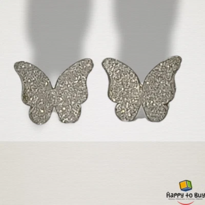 Orecchini da donna o ragazza punto luce a lobo farfalla in acciaio inox grigio  - Immagine 1 di 2