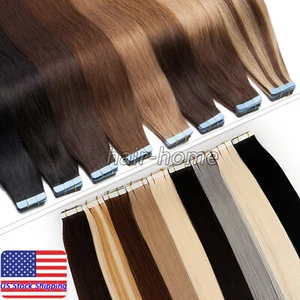 Extensiones de Cabello Invisible Cinta Adhesivo Piel Tramas Remy Cabello Ruso Coloreado - Imagen 1 de 101
