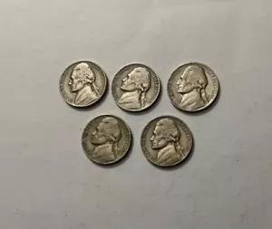 C7 JEFFERSON NICKELS 1957P - Lot of 5 - Picture 1 of 2