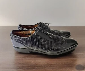 Zapatos Oxford Allen Edmonds Hampstead para hombre negros tejidos punta de ala talla 12B - 1908 - Imagen 1 de 8
