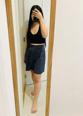 FRENCH CONNECTION Vintage Striped Navy Shorts Size S - Image 1 of 4