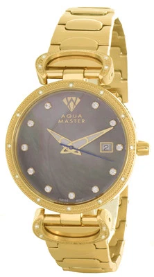Aqua Master Womens Pearl Dial Gold Tone Stainless Steel Bracelet Watch W#359_1 - Image 1 of 2