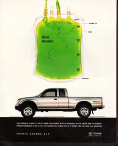Vintage print ad TOYOTA Tacoma 4x4 500 ml Adrenaline gland 3 inches from kidney - Picture 1 of 1