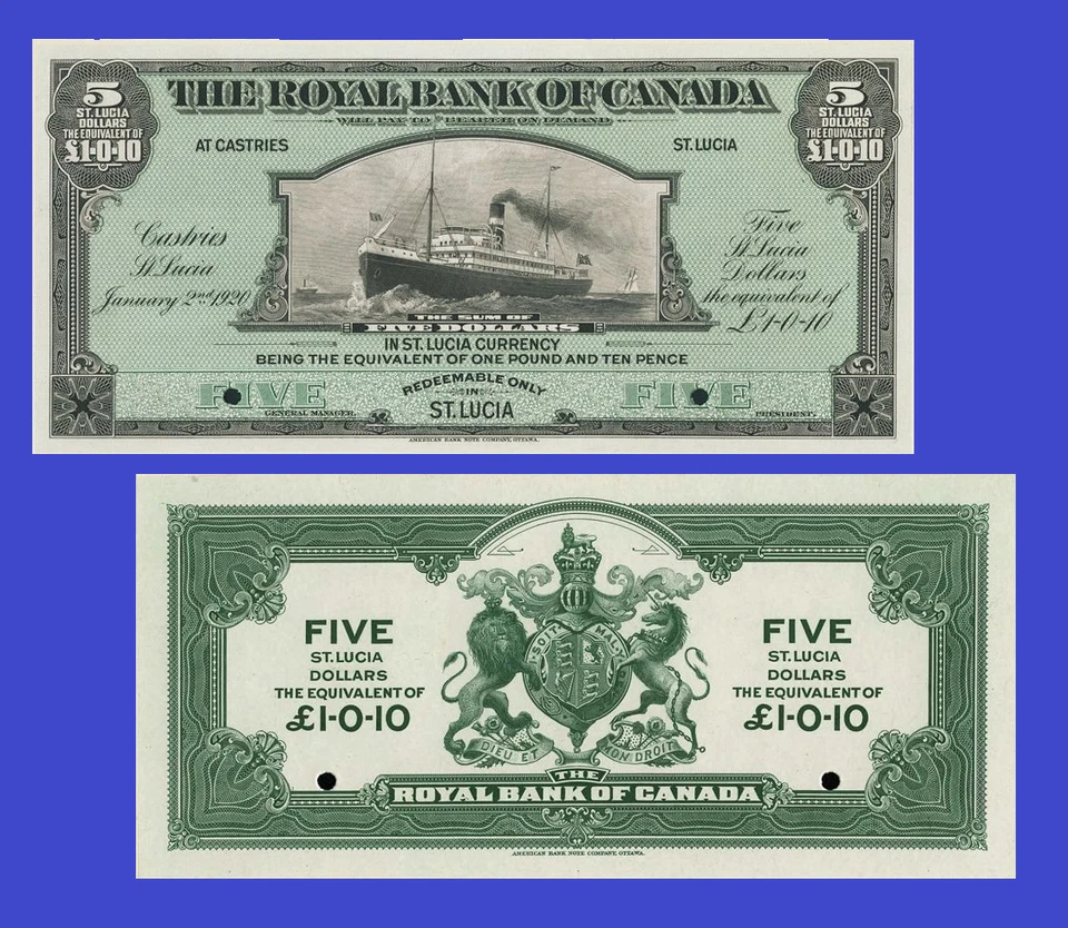 Santa Lucía 5 dólares 1910 / COPIA Foto 1 de 1