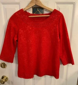 CATHY DANIELS Medium Top strukturiert 3/4 Arm schöne Details, Urlaub - Bild 1 von 6