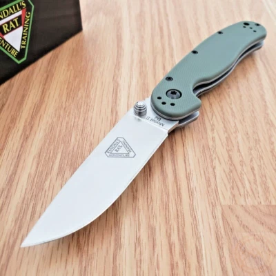 Ontario RAT II Folding Knife 3" D2 Tool Steel Drop Point Blade Green G10 Handle - Image 1 of 4