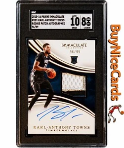 2015 Karl-Anthony Towns Panini Immaculate RC Rookie Patch Auto /99 SGC 9 w/10 - Bild 1 von 4