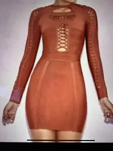 house of cb lavira Copper Bandage Wiggle Dress Size 6 Brand New Without Tag - Picture 1 of 11
