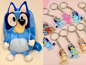 Toddler Kids BLUEY DOG PLUSH 12” Zippered BACKPACK Book Bag Tote & KEY CHAIN/FOB - Picture 1 of 6
