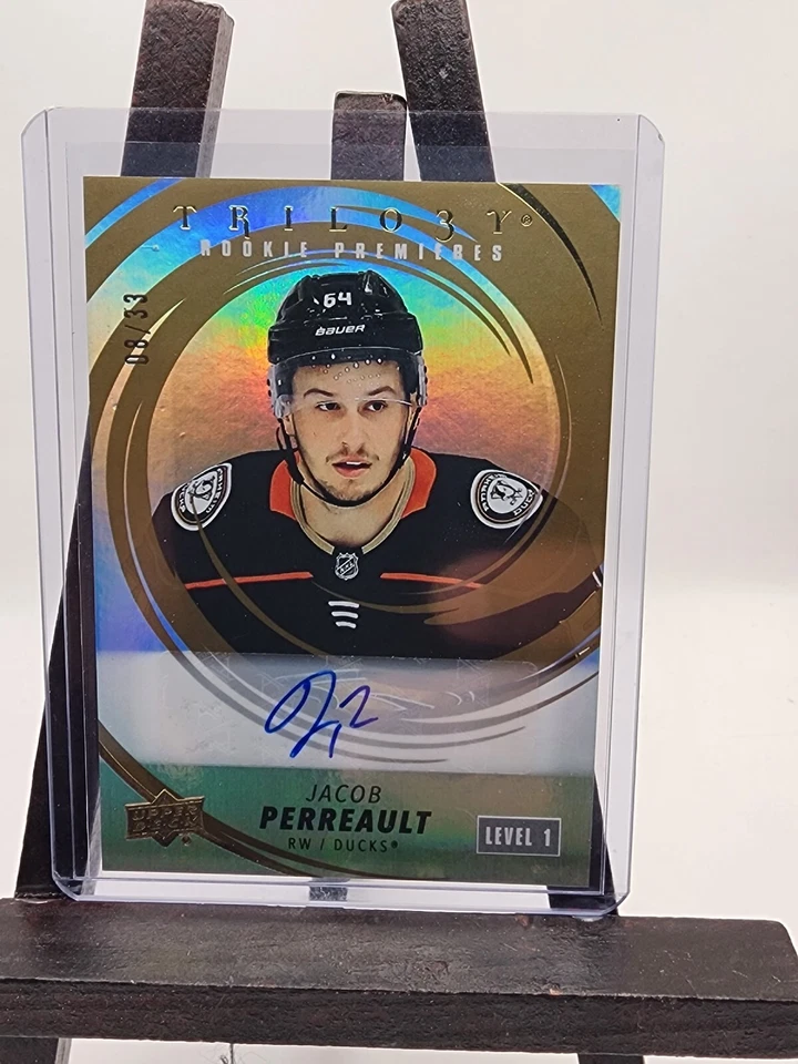 2022-23 UD Trilogy Jacob Perreault Rookie Premieres Gold Autograph #232 /33 - Image 1 of 1