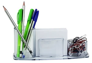 Acrimet Millennium Desk Organizer Pencil Paper Clip Cup Holder (W/Paper) Crystal - Picture 1 of 5