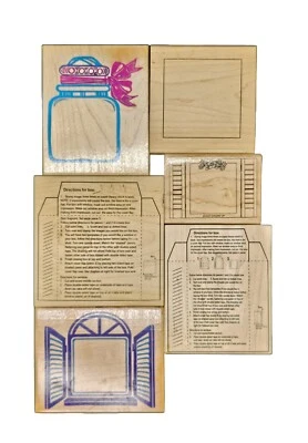 Lote de 6 estampillas de goma paquete surtido de artesanía caja ventana Foto 1 de 4