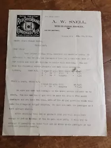 A.W. Snell Red Cross Brand Condensed Milk Vintage 1902 Sales Letter - Picture 1 of 2