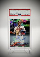 2018 Topps Chrome Update Ronald Acuna Jr Auto Rookie Card #HMT25 RC PSA 10